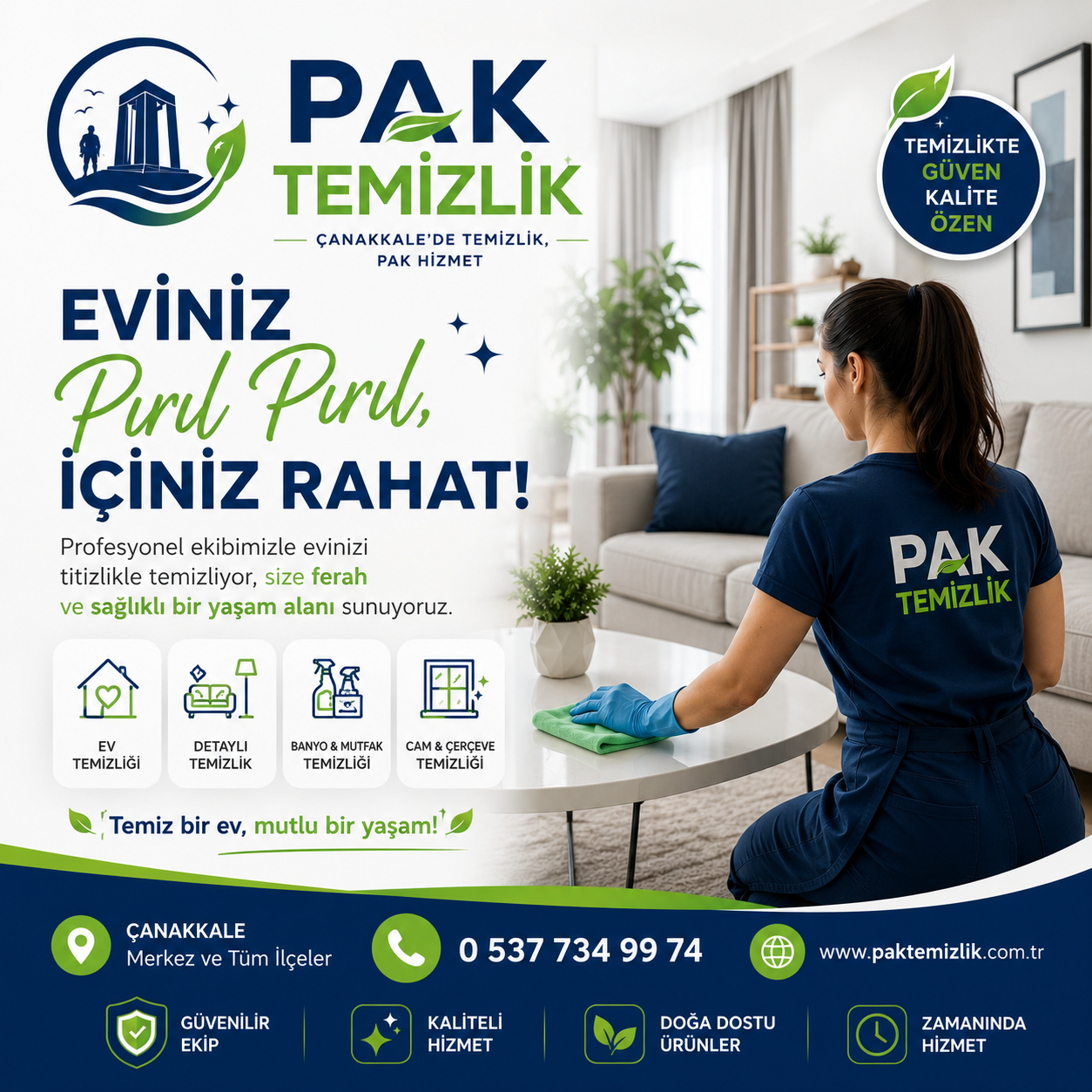 Pak Temizlik Çanakkale ev temizliği
